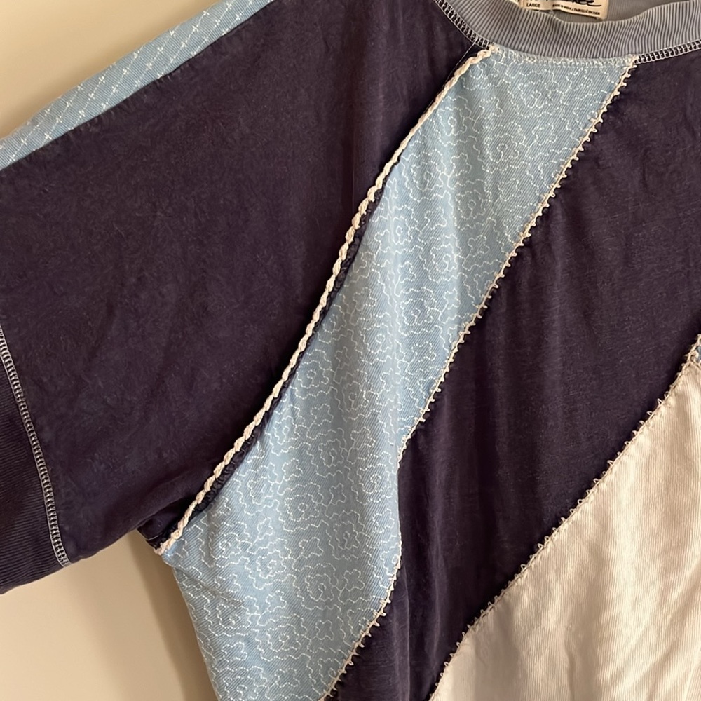 We The Free Patchwork Knit Top Large - image 3